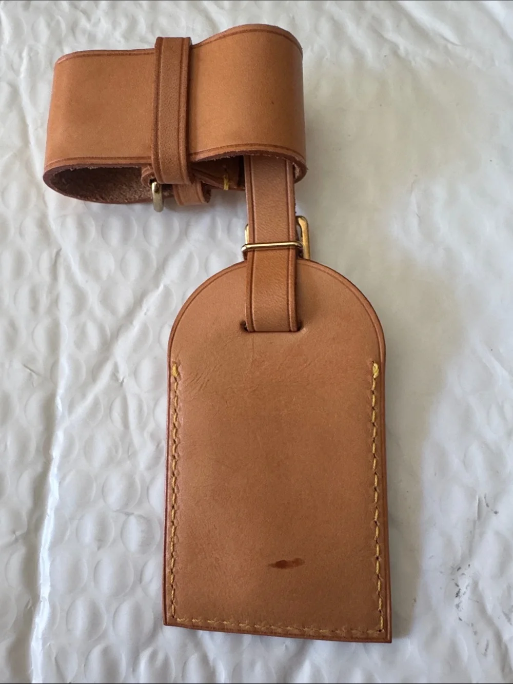 Louis Vuitton Brown Leather Luggage Tag with Gold-Tone Buckle